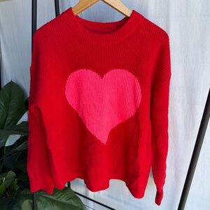 A New Day Bold Colored Heart Super Comfy Sweater / Size L